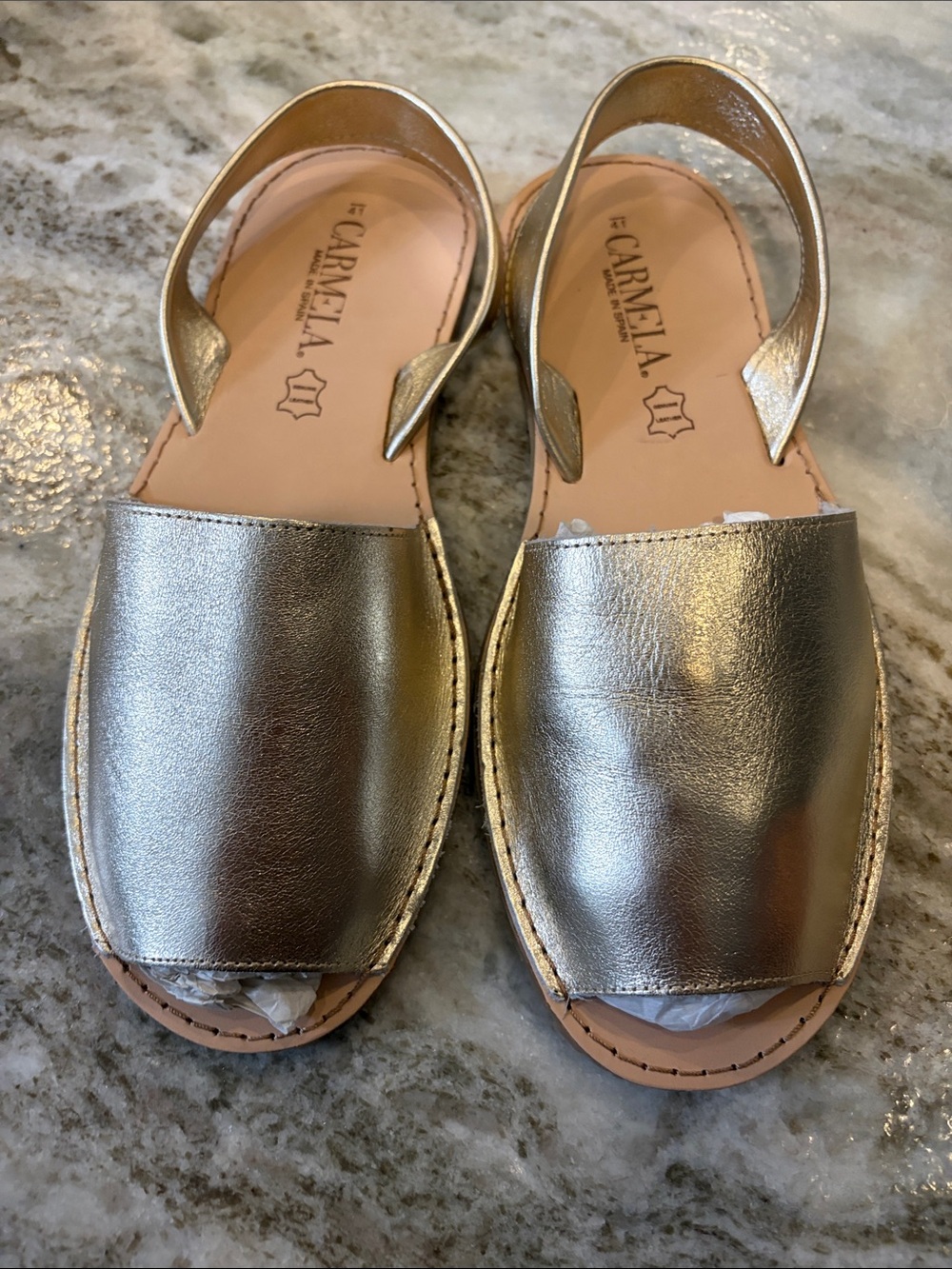 Carmela Metallic Gold Leather Slingback Sandals